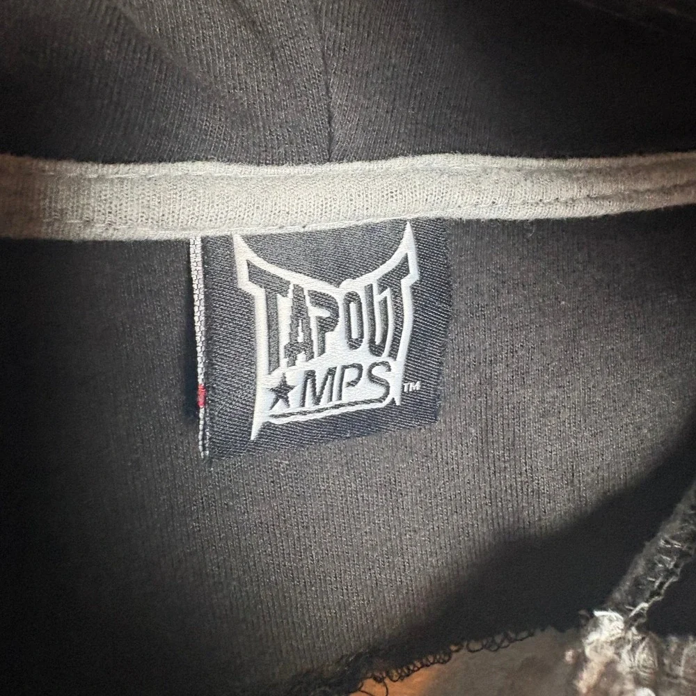 Tapout MPS Mens XXL Gray Full Zip Hoodie Out‎ Skill Out Last Embroidered MMA Y2K